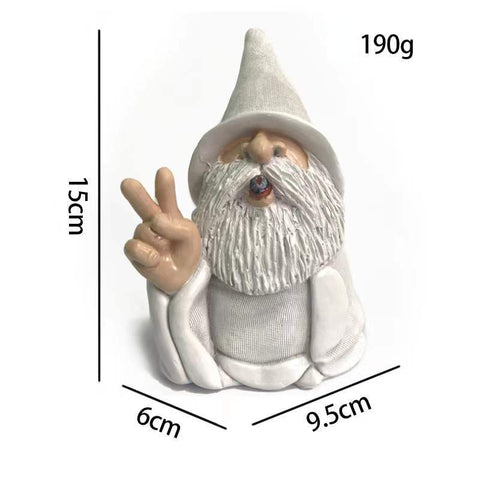 Garden smoking dwarf resin handicraft statue of white bearded elderly man m3330989