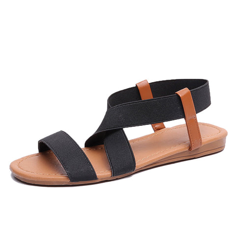 European and American flat-bottomed fishmouth sandals female elastic Roman sandals m3331113