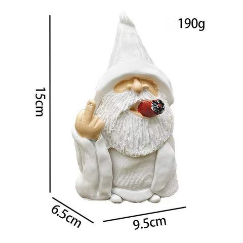 Statue artisanale en résine naine fumante de jardin, homme âgé barbu blanc m3330989 