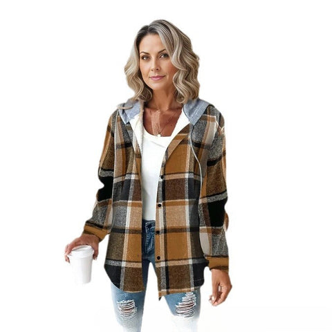 Women's large plaid women's coat plaid m300567