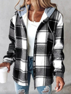 Women's large plaid women's coat plaid m300567