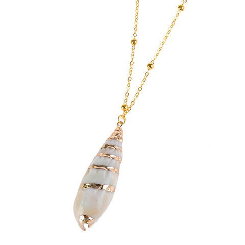 Gold-rimmed sea wind conch seashell necklace m3331096