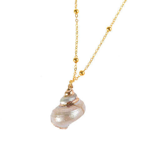 Gold-rimmed sea wind conch seashell necklace m3331096