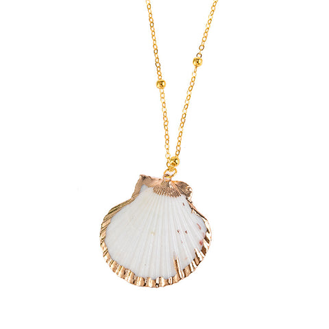 Gold-rimmed sea wind conch seashell necklace m3331096