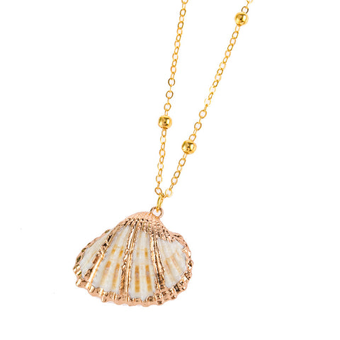 Gold-rimmed sea wind conch seashell necklace m3331096