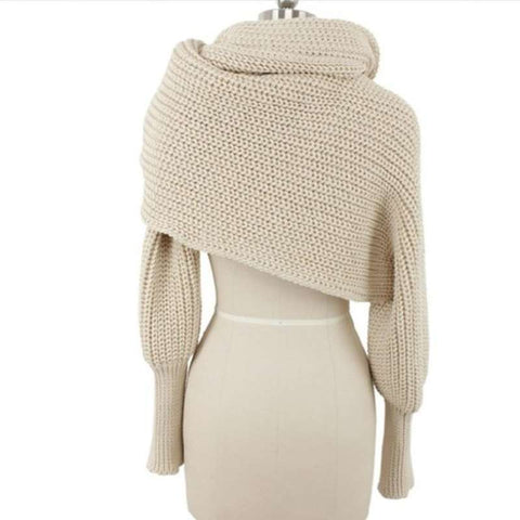 Korean version woolen scarf extended neck shawl strap sleeve knit scarf m5010549