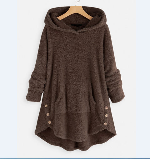 Hooded pullover long-sleeved double-sided velvet medium and long sweater m300435