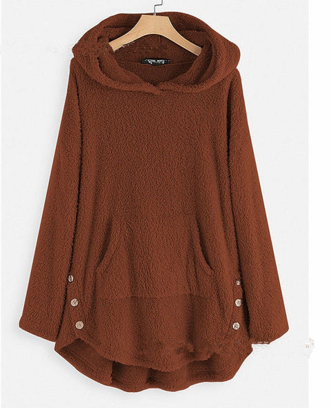 Hooded pullover long-sleeved double-sided velvet medium and long sweater m300435