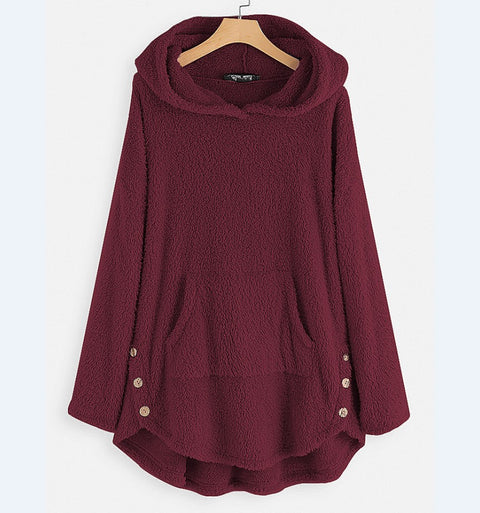 Hooded pullover long-sleeved double-sided velvet medium and long sweater m300435