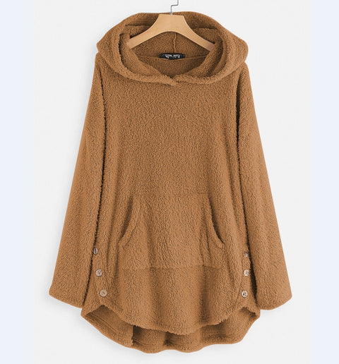 Hooded pullover long-sleeved double-sided velvet medium and long sweater m300435