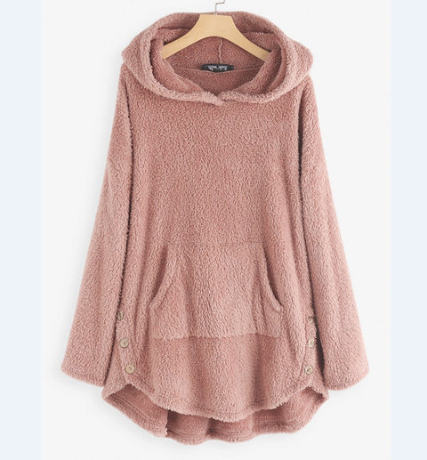 Hooded pullover long-sleeved double-sided velvet medium and long sweater m300435