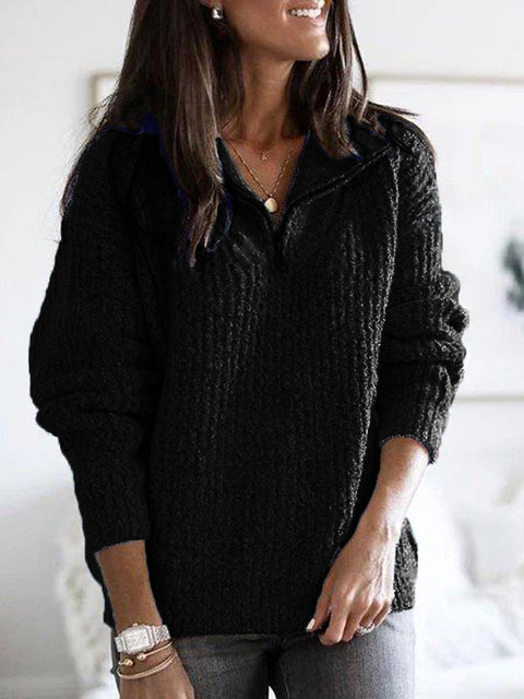 Zipper pullover long sleeve knitted sweater jacket women m300389