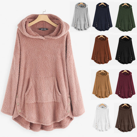 Hooded pullover long-sleeved double-sided velvet medium and long sweater m300435