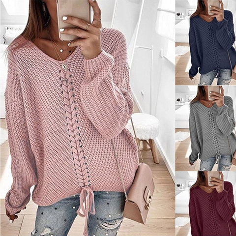 Autumn and winter sweater women's fashion loose splicing m300635