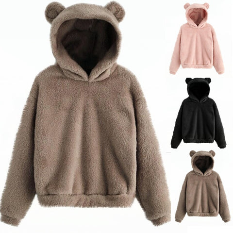 Autumn and winter new fluffy rabbit ears hooded warm sweater sweater m300469