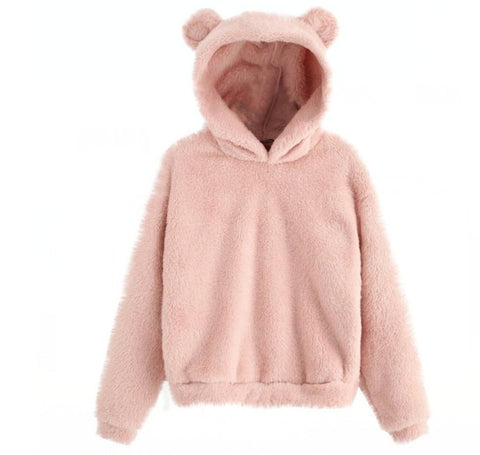 Autumn and winter new fluffy rabbit ears hooded warm sweater sweater m300469