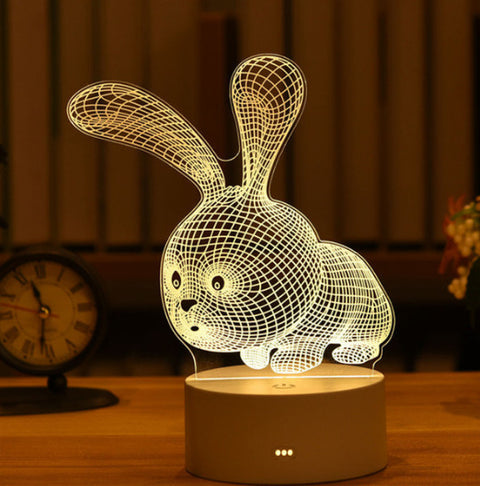 3D Night Light Bedside Light LED Energy Saving Table Lamp USB Plug 3 Color M3330908