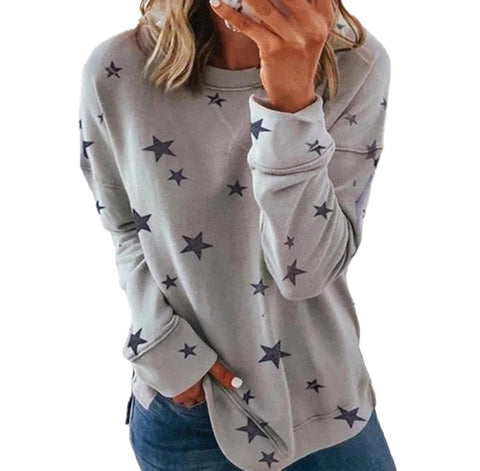 Loose large size long-sleeved T-shirt printed sweater m300593