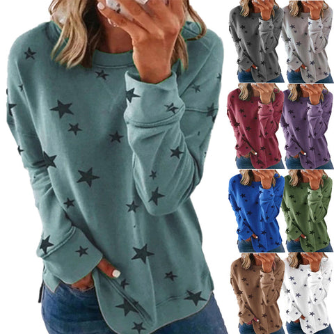 Loose large size long-sleeved T-shirt printed sweater m300593