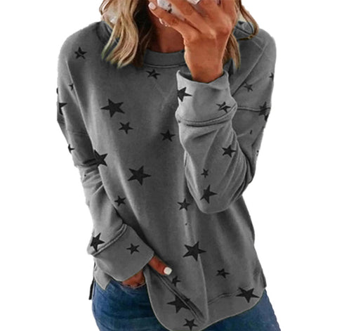 Loose large size long-sleeved T-shirt printed sweater m300593