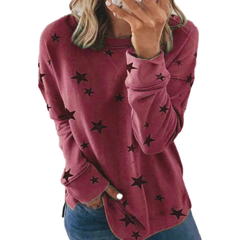 Loose large size long-sleeved T-shirt printed sweater m300593