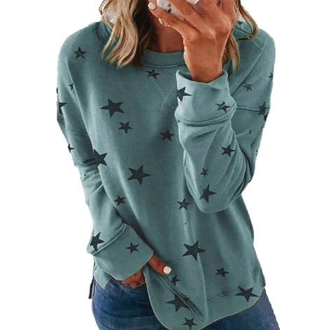 Loose large size long-sleeved T-shirt printed sweater m300593