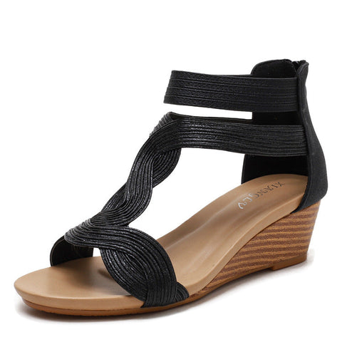 Wedge sandals summer slim wome‘s shoes back zipper gladiator sandals m3331089