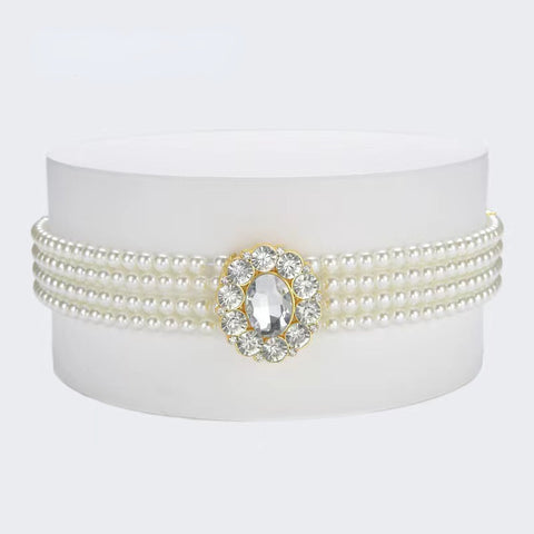 Women's chain pearl rhinestones with belt M3331056