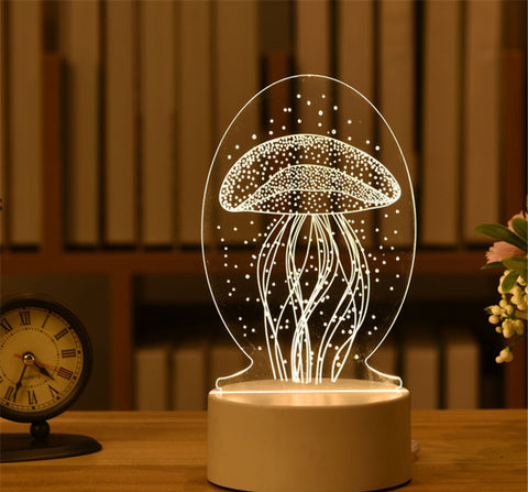 3D Night Light Bedside Light LED Energy Saving Table Lamp USB Plug 3 Color M3330908