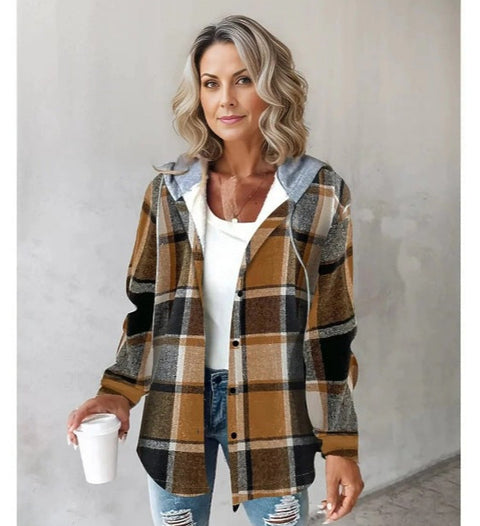 Women's large plaid women's coat plaid m300567