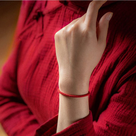 Natal year red rope bracelet, hand-woven four-sided eight-strand red rope ethnic style hand rope m3331242