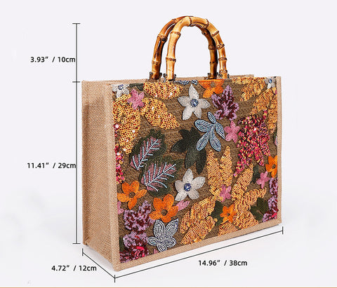 Sequin tote bag woven handbag women's sense of luxury m3331196