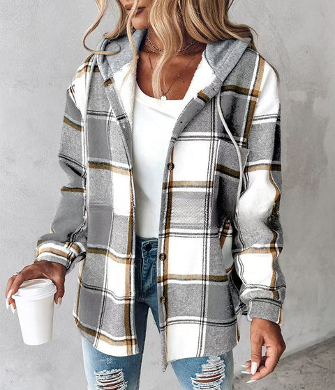 Women's large plaid women's coat plaid m300567