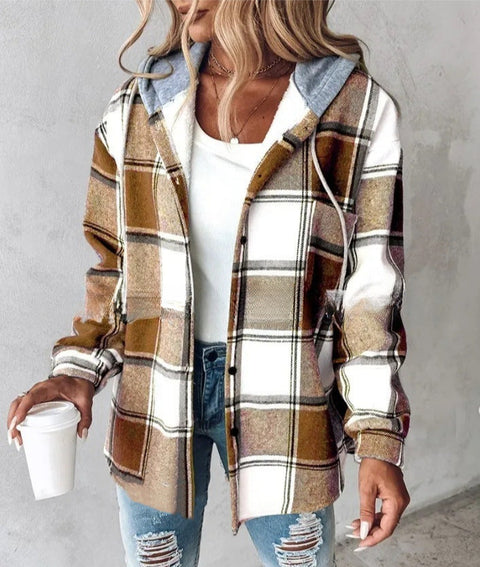 Women's large plaid women's coat plaid m300567