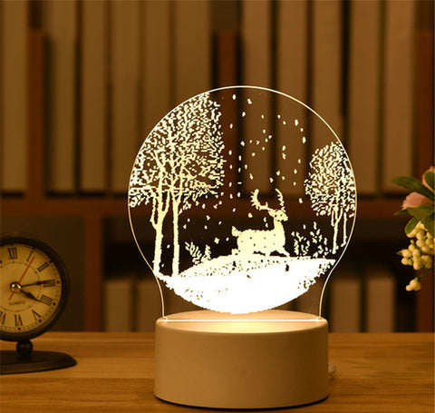 3D Night Light Bedside Light LED Energy Saving Table Lamp USB Plug 3 Color M3330908