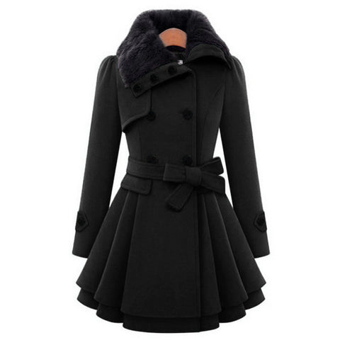 Women's clothing slim-fitting long woolen jacket double-breasted woolen trench coat women's m300531