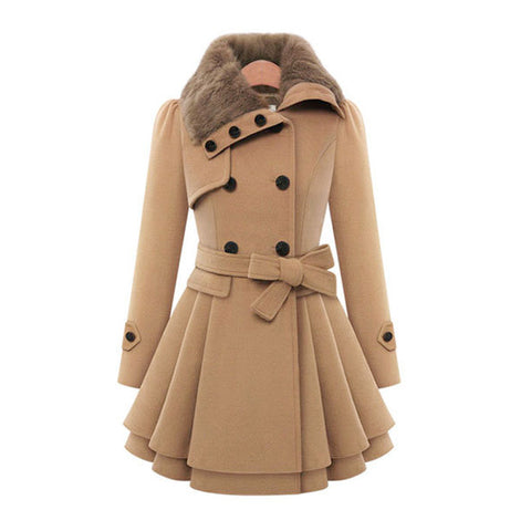 Women's clothing slim-fitting long woolen jacket double-breasted woolen trench coat women's m300531