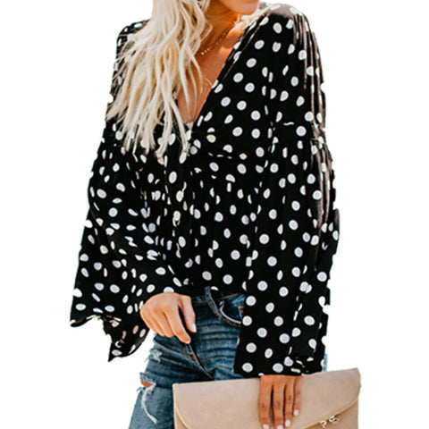 Sexy V-neck Printed Long-Sleeved Top Cardigan M300260