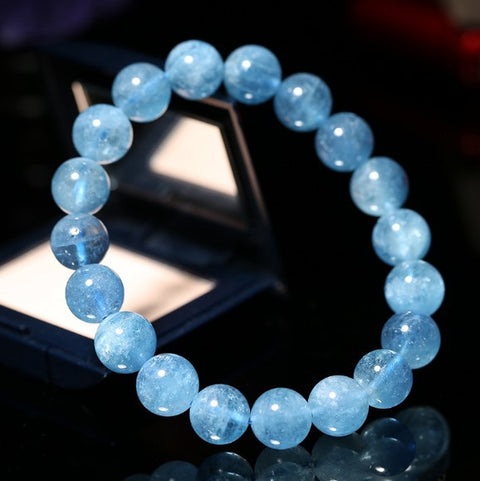 Natural Brazilian Aquamarine Bracelet Bead Single Circle Ice Crystal Bracelet Jewelry m3331240