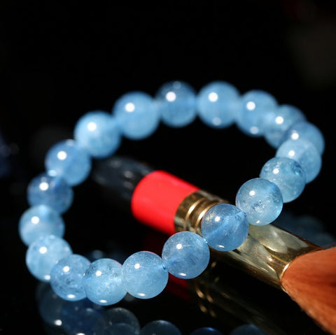 Natural Brazilian Aquamarine Bracelet Bead Single Circle Ice Crystal Bracelet Jewelry m3331240