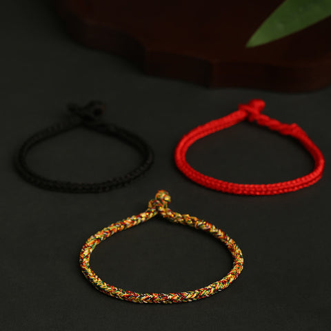 Dragon knot natal year red rope bracelet, wearing gold running beads hand-woven multicolored rope jewelry m3331243