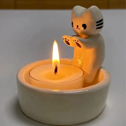 Light luxury wind cartoon kitten candle holder heating decoration m3331017