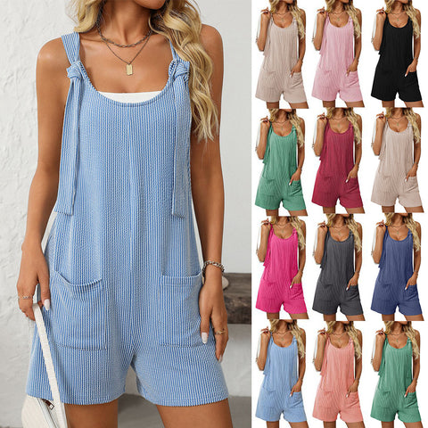 Casual fashion twist strip knitted jumpsuit overalls women's m300957