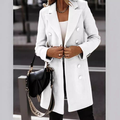 Autumn and winter long-sleeved suit collar double-breasted Nizi jacket coat women's m300540