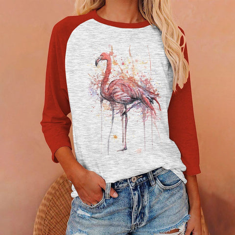 Digital printing long-sleeved autumn T-shirt women's color-changing T-shirt women's m300755