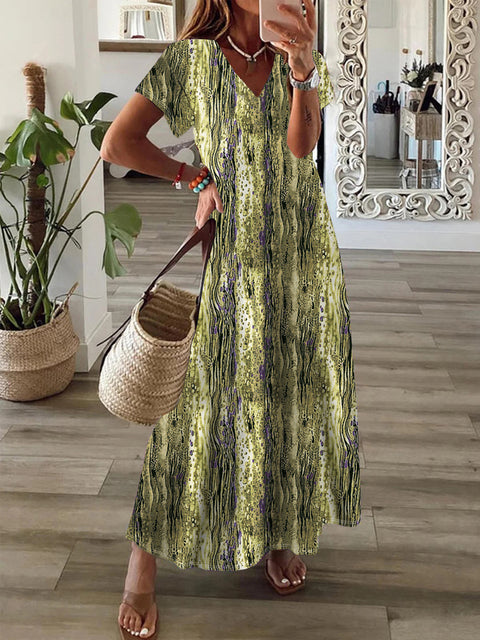 Bohemian print big swing dress m300011