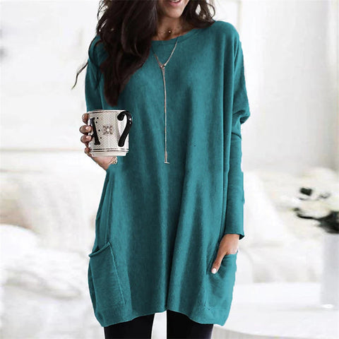 Long Sleeve Casual Pocket T-shirt Top M300172