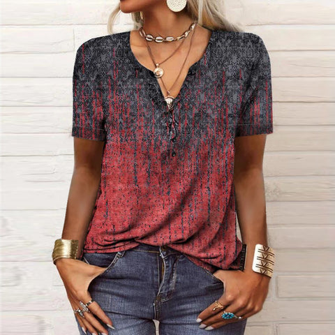 Women's short-sleeved printed ethnic fashion T-shirt women's m300017