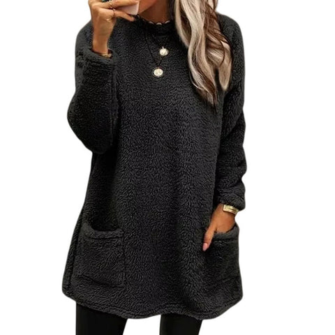 Long Sleeve Pocket Plush Sweater T-Shirt Top m300888