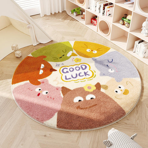 Cartoon Monster Imitation Cashmere Carpet Round Bedside Carpet Hanging Basket Rotating Chair Floor Mat M3331026